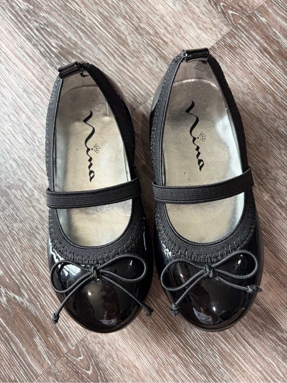 Toddler Girls' Black Patent Mary Jane Flats with Bow